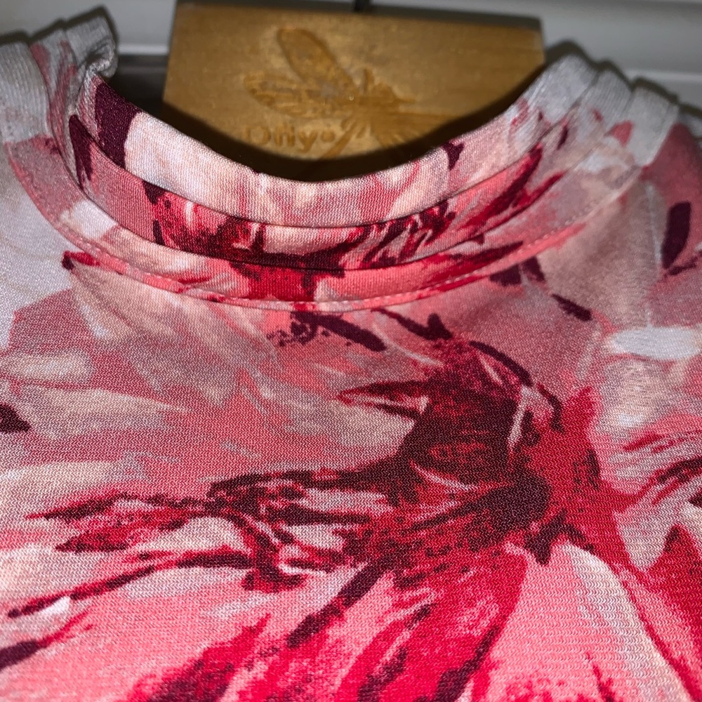 White House Black Market Floral Sleeveless Top - Black, Pink, White - Picture 3 of 6